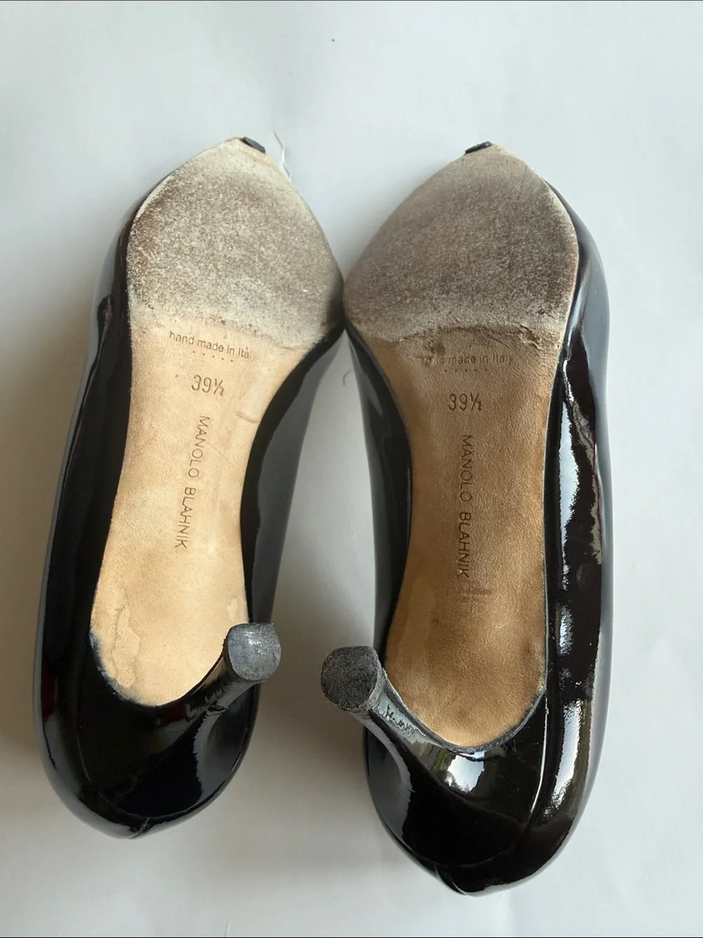 Manolo Blahnik Black Leather Pumps Heel size 39.5 US 9.5